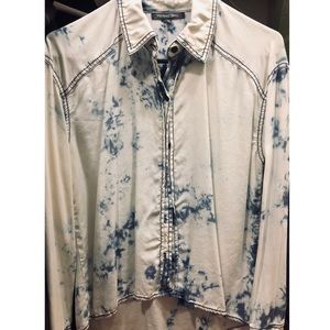 Michael Stars blue tie dye button up